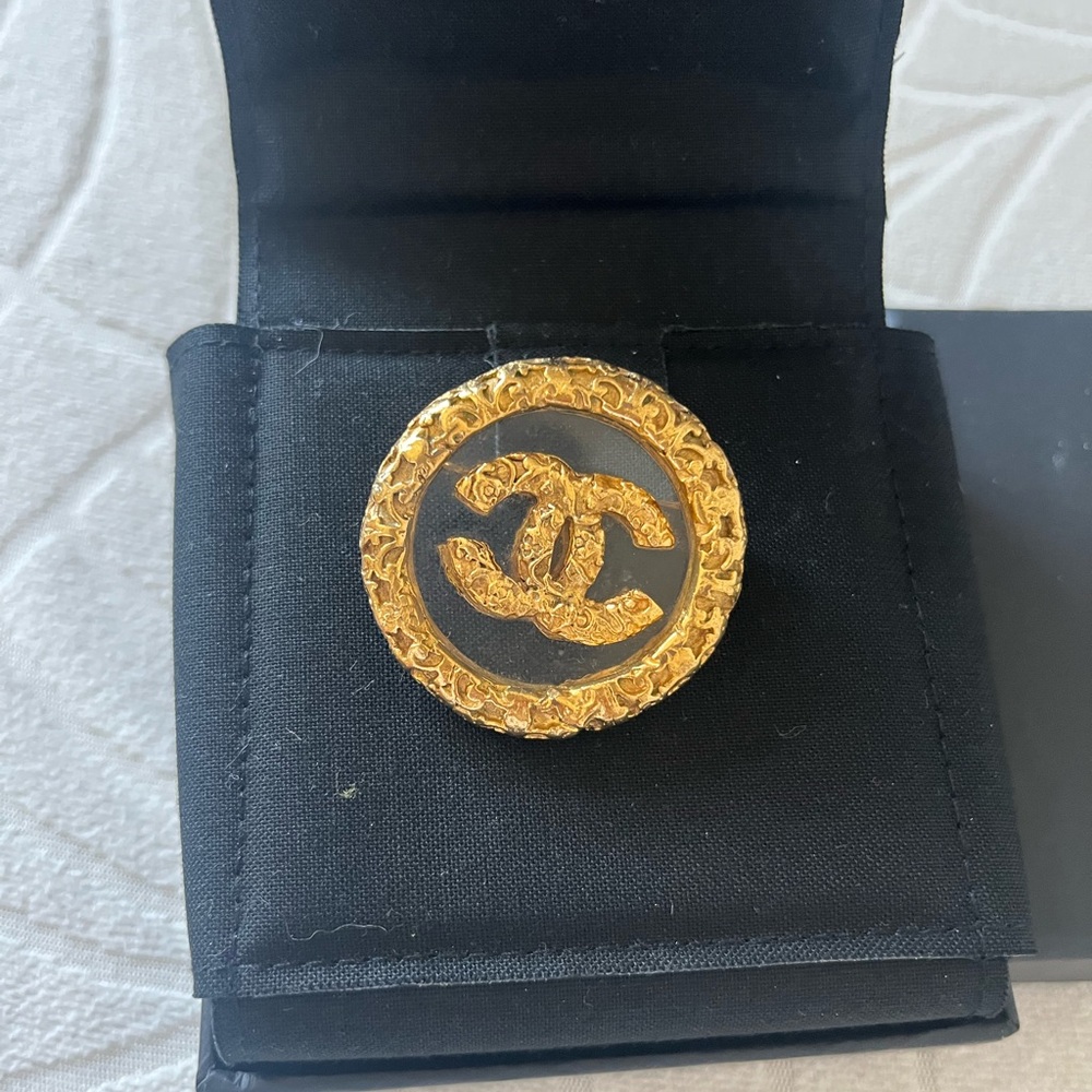 Sold CHANEL Vintage Gold and Black Brooch